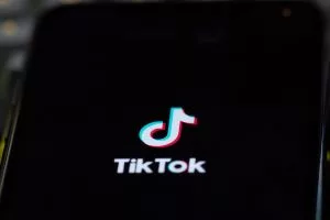 TikTok logo on a mobile phone